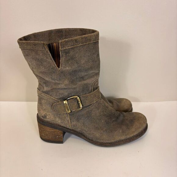 Felmini Brown Suede Mid Calf Heeled Pull On Boots Size 41 - Picture 4 of 9